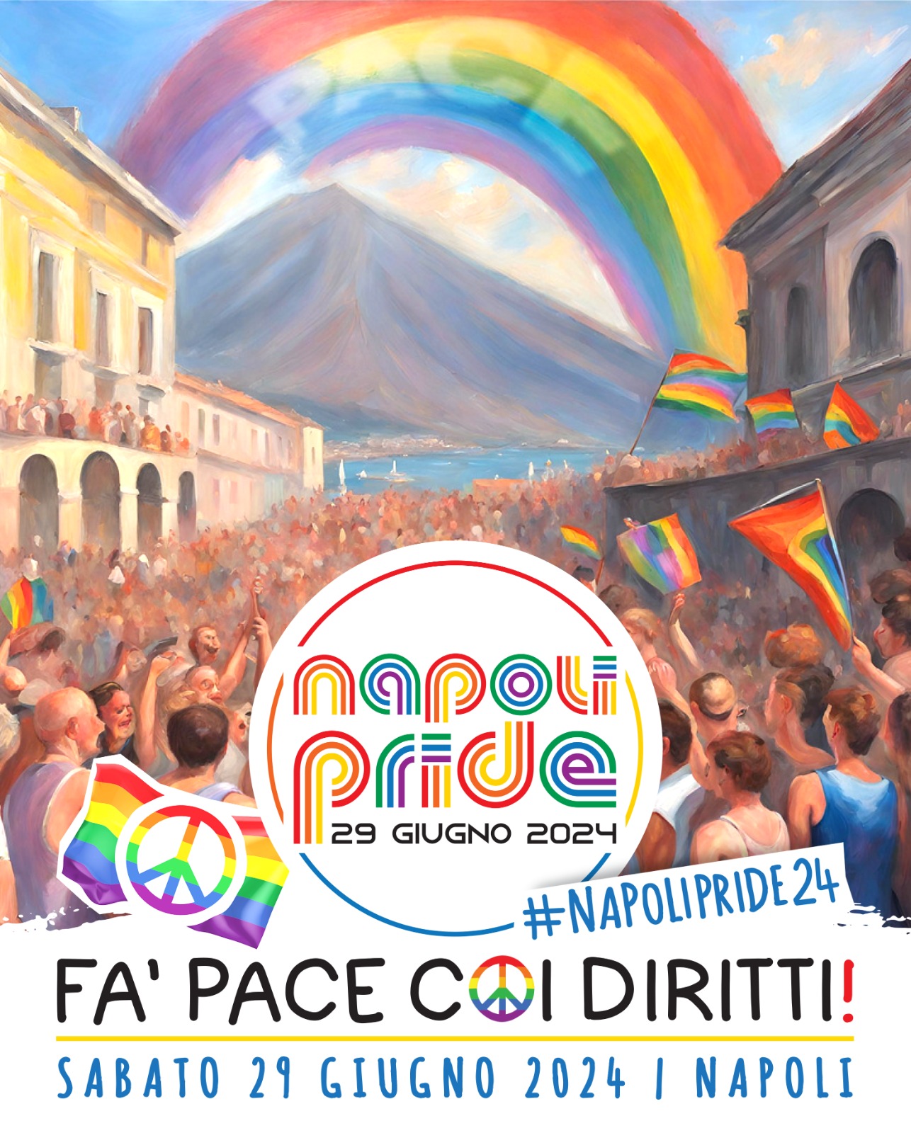 La locandina del Napoli Pride 2024, in programma il prossimo 29 giugno