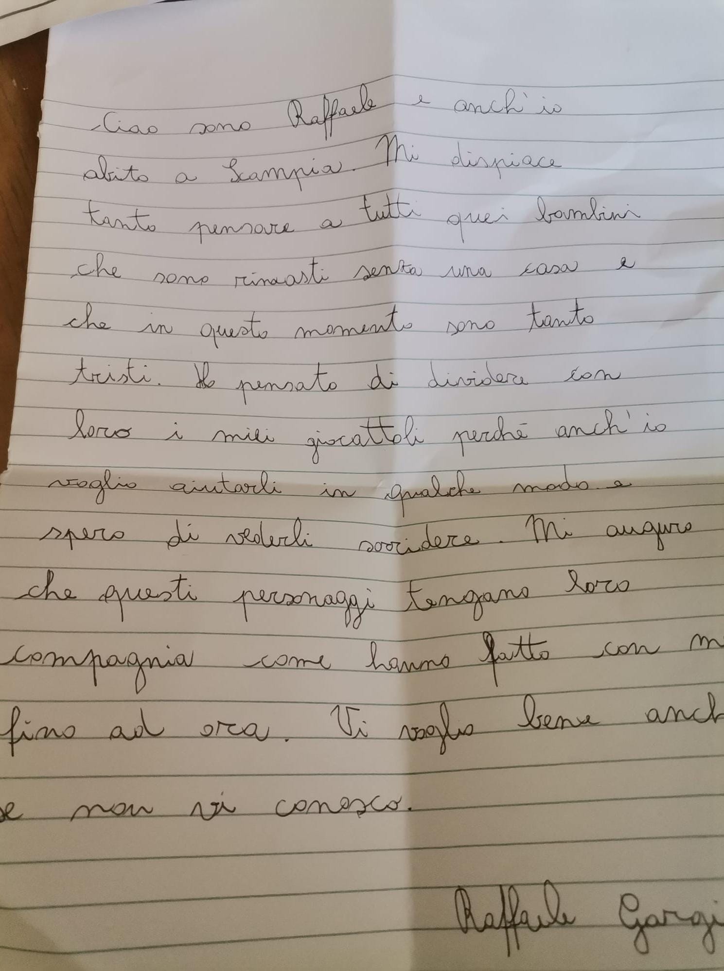 La lettera di Raffaele di Scampia