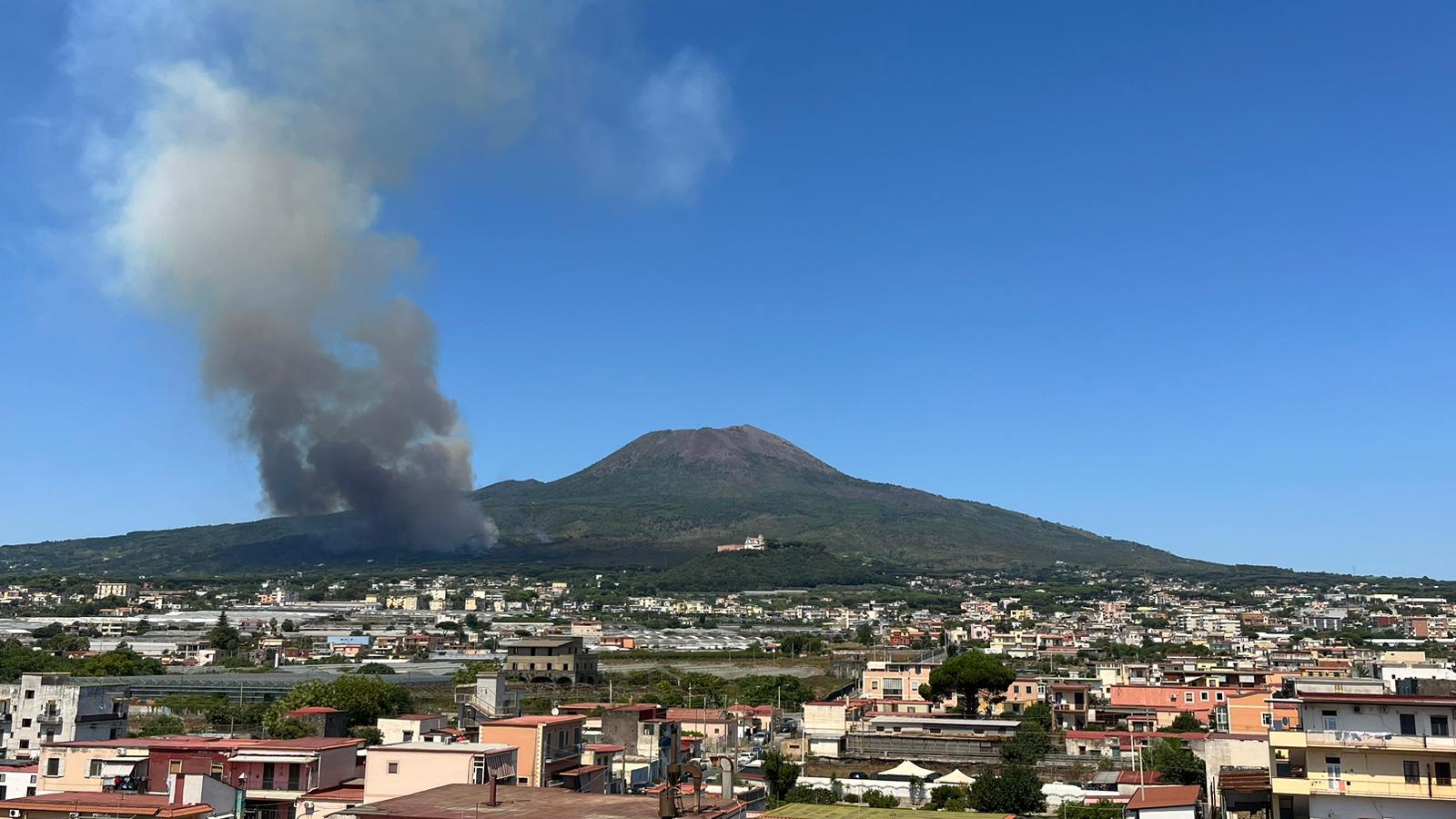 Le fiamme alle pendici del Vesuvio (Foto Mela Mennella)